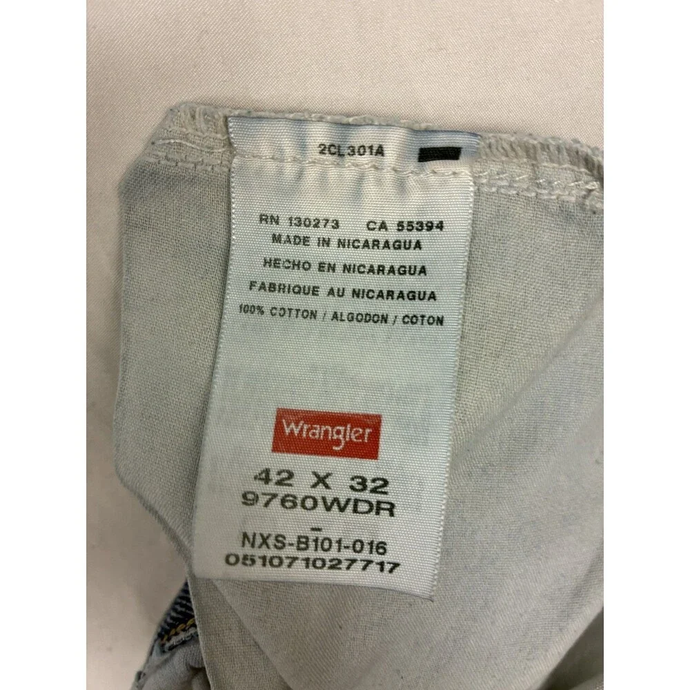 Wrangler 9760WDR Men's Jeans 42x30 Relaxed Fit Blue Denim 100% Cotton